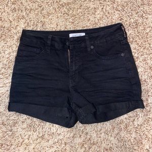 black denim shorts